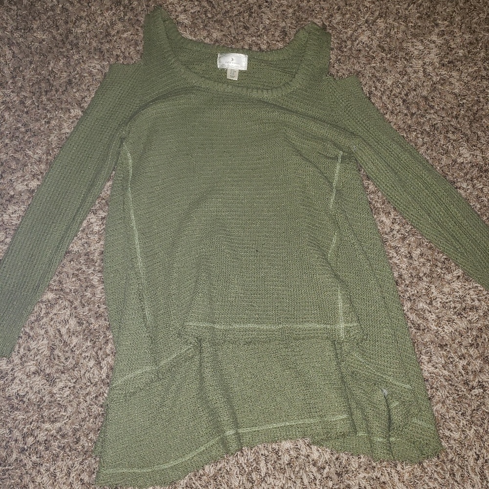 Green cold shoulder sweater